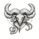 ram's head with a scorpion's tail tattoo design idea