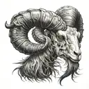 ram's head with a scorpion's tail tattoo design idea
