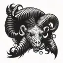 ram head with a scorpion tail with angry and calm character traits tattoo design idea