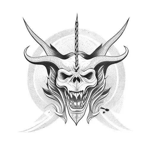 A demon playing a guitar on a rock stage tattoo design idea