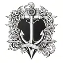 oar and anchor  tattoo design idea