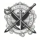 oar and anchor  tattoo design idea