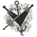 oar and anchor  tattoo design idea