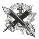 oar and anchor  tattoo design idea