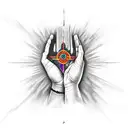 2 hands that are praying and upside to be writen the words "In God I Trust" tattoo design idea