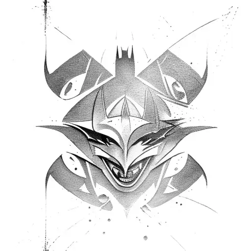 A dynamic and action-packed tattoo design featuring Batman and Joker engaged in an epic battle tattoo design idea