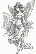 anime angel female tattoo design idea