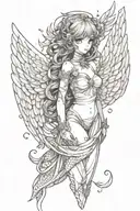 anime angel female tattoo design idea