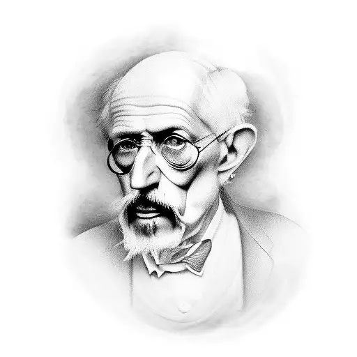 A portrait of a famous psychologist merged with a music artist tattoo design idea