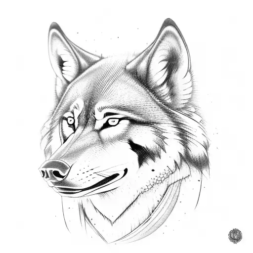 samurai with wolf and brahma  tattoo design idea