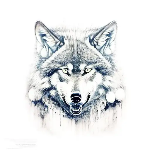 samurai with wolf and brahma  tattoo design idea