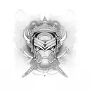 samurai and brahma  tattoo design idea