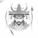 samurai and brahma  tattoo design idea