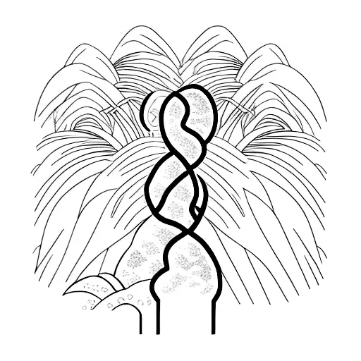 Underwater cityscape with palm trees tattoo design idea