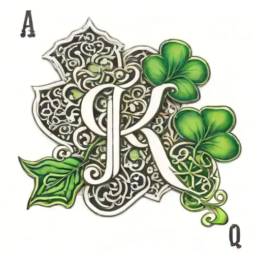 Cards with Ross replacing letters A J K Q with shamrock  tattoo design idea