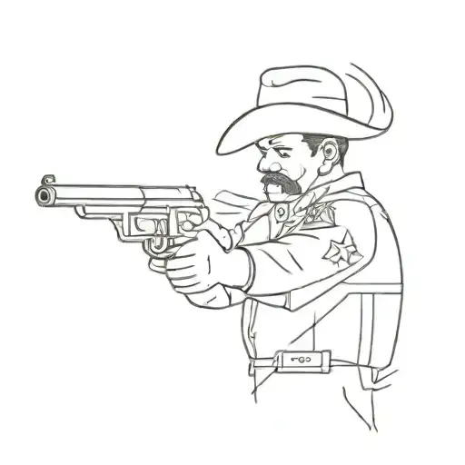 break out & sheriff tattoo design idea