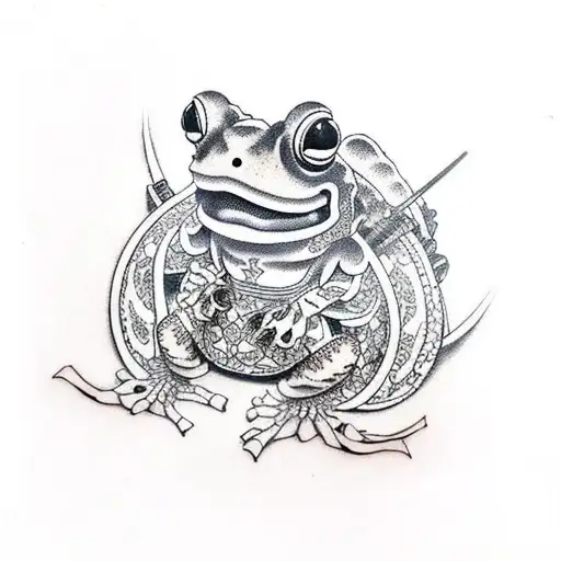 neo traditional samurai frog tattoo design idea