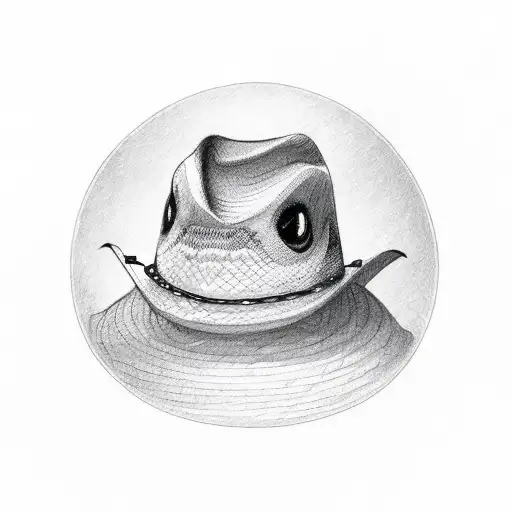 Rattlesnake wearing a small cowboy hat tattoo design idea