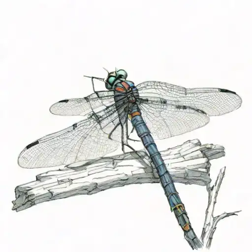 dragonfly perched tattoo design idea
