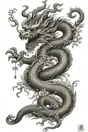 Chinese dragon with sakura tree tattoo design idea