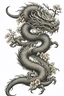 Chinese dragon with sakura tree tattoo design idea