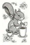 squirrel and chipmunk having coffee together representing the client's love tattoo design idea