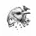 raven with sand clock tattoo design idea
