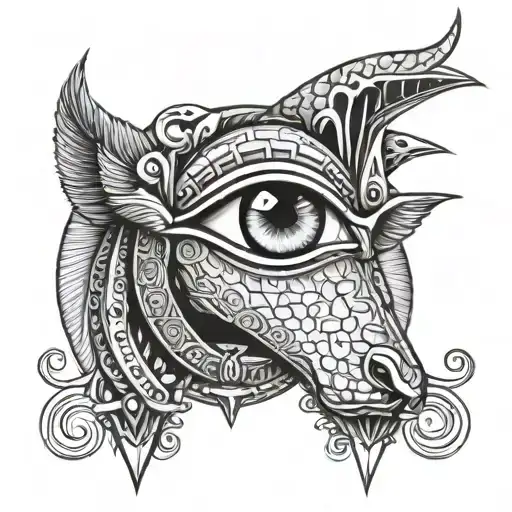 tattoo of RA eye and Anubis and scales  tattoo design idea