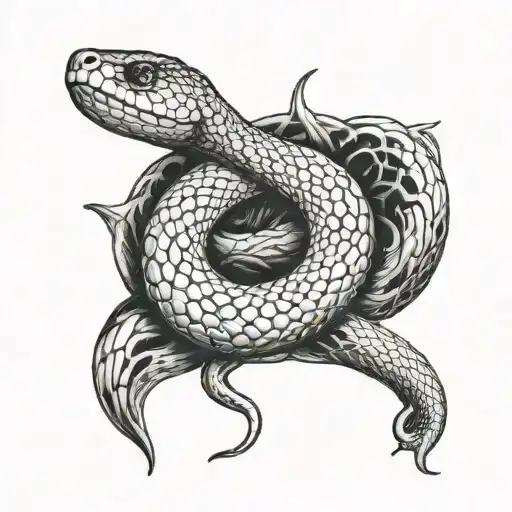 snake with hatch on hand tattoo design idea