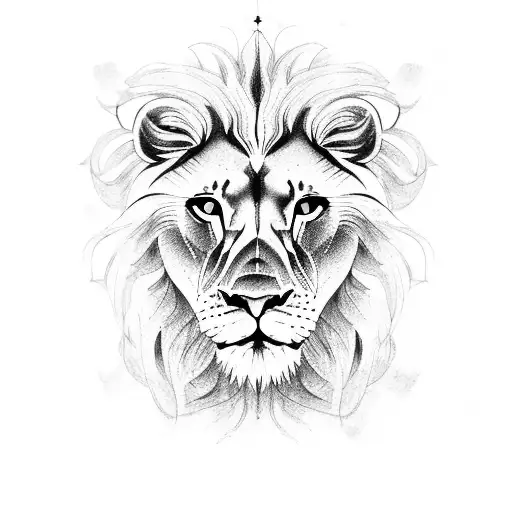 A majestic lion overlooking the Barcelona skyline tattoo design idea
