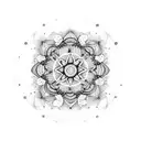 A dotwork mandala infused with elements inspired by Barcelona's vibrant nightlife tattoo design idea