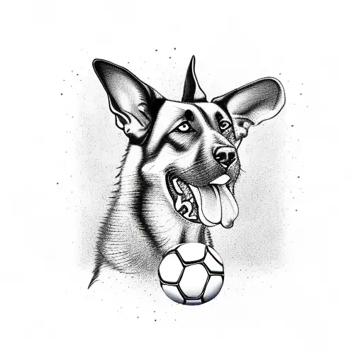 Belgian malinois with tennis ball tattoo design idea