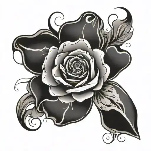 dementia awareness smoke ribbon wrapping around a rose  tattoo design idea