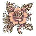 dementia awareness ribbon transforming into rose tattoo design idea