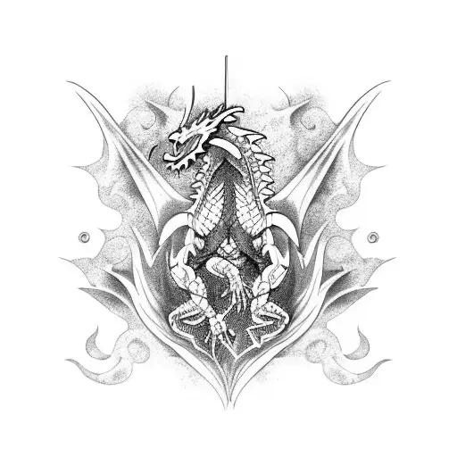 dragon vs scorpio tattoo design idea