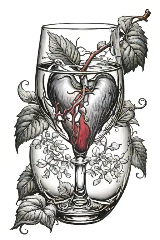 a bleeding heart in a wine glass tattoo design idea