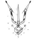 a blue arrow with an arrowhead in the middle tattoo design idea