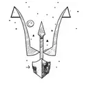 a blue arrow with an arrowhead in the middle tattoo design idea