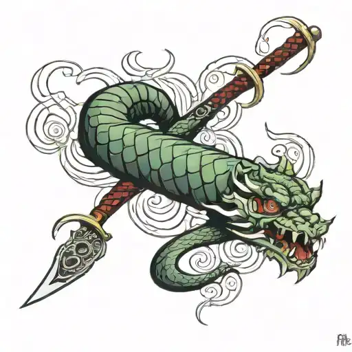 Can I put the Dragon's snake Katana Temple Oni Lotus on my back tattoo design idea