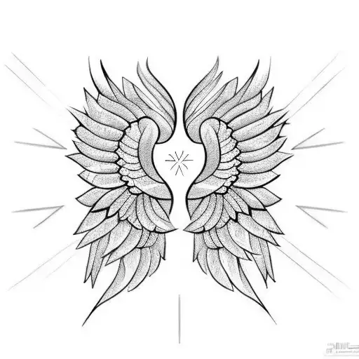 222 with angel wings and a j  tattoo design idea