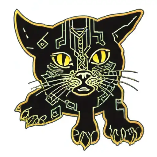 cat colored small size tattoo design idea