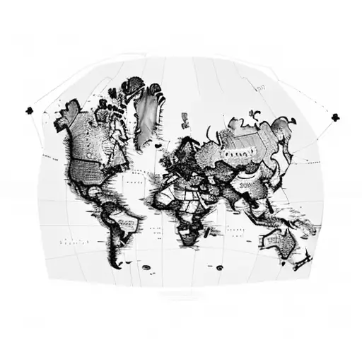 A world map with marijuana leaf markers on the countries the client has visited, combining their love for travel and weed. tattoo design idea