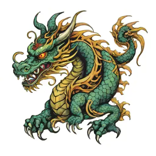 oriental dragon surrounded tattoo design idea