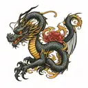 oriental dragon surrounded tattoo design idea