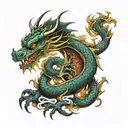 oriental dragon surrounded tattoo design idea
