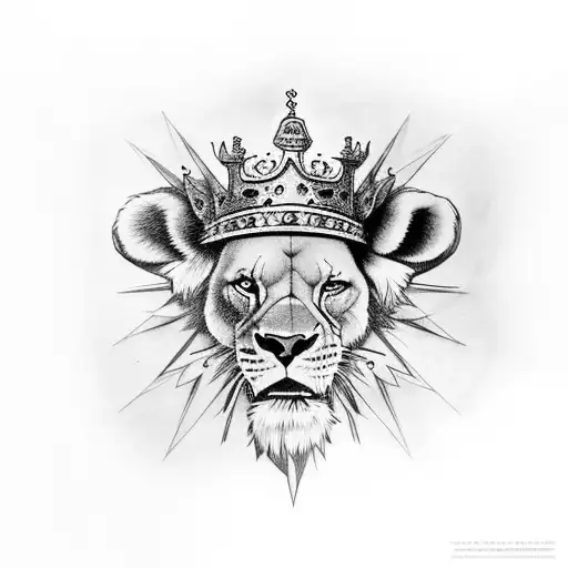Rey León con corona tattoo design idea