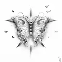 Butterfly and brain and fingerprint fusion tattoo design idea