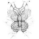 Butterfly and brain and fingerprint fusion tattoo design idea