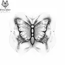 Butterfly and brain and fingerprint fusion tattoo design idea