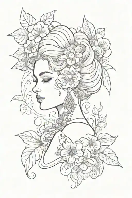 lila pearl in farsi with a lilac outline tattoo design idea